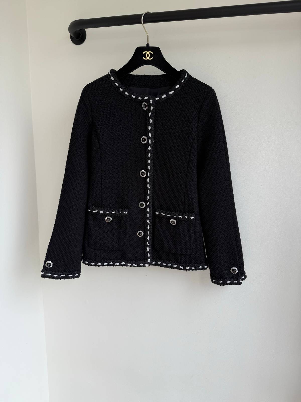 CHANEL シャネル ツイードジャケット レディース ショート丈 通勤 ブラック