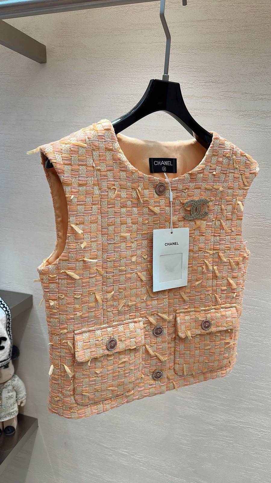 CHANEL シャネル ツイードジャケット ショート丈 ロゴ レディース オレンジ
