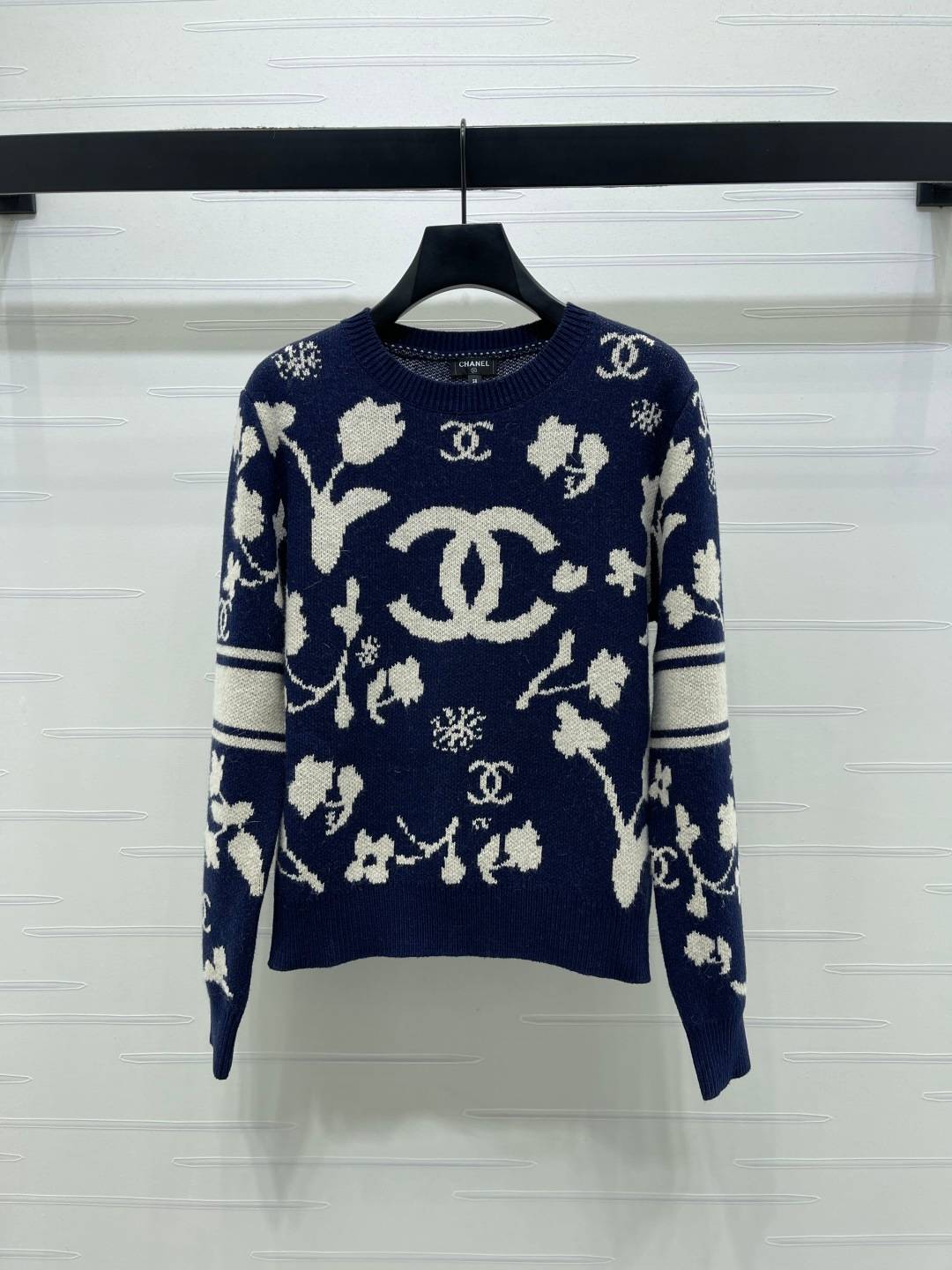 CHANEL シャネル ニット 長袖 クルーネック ネイビー