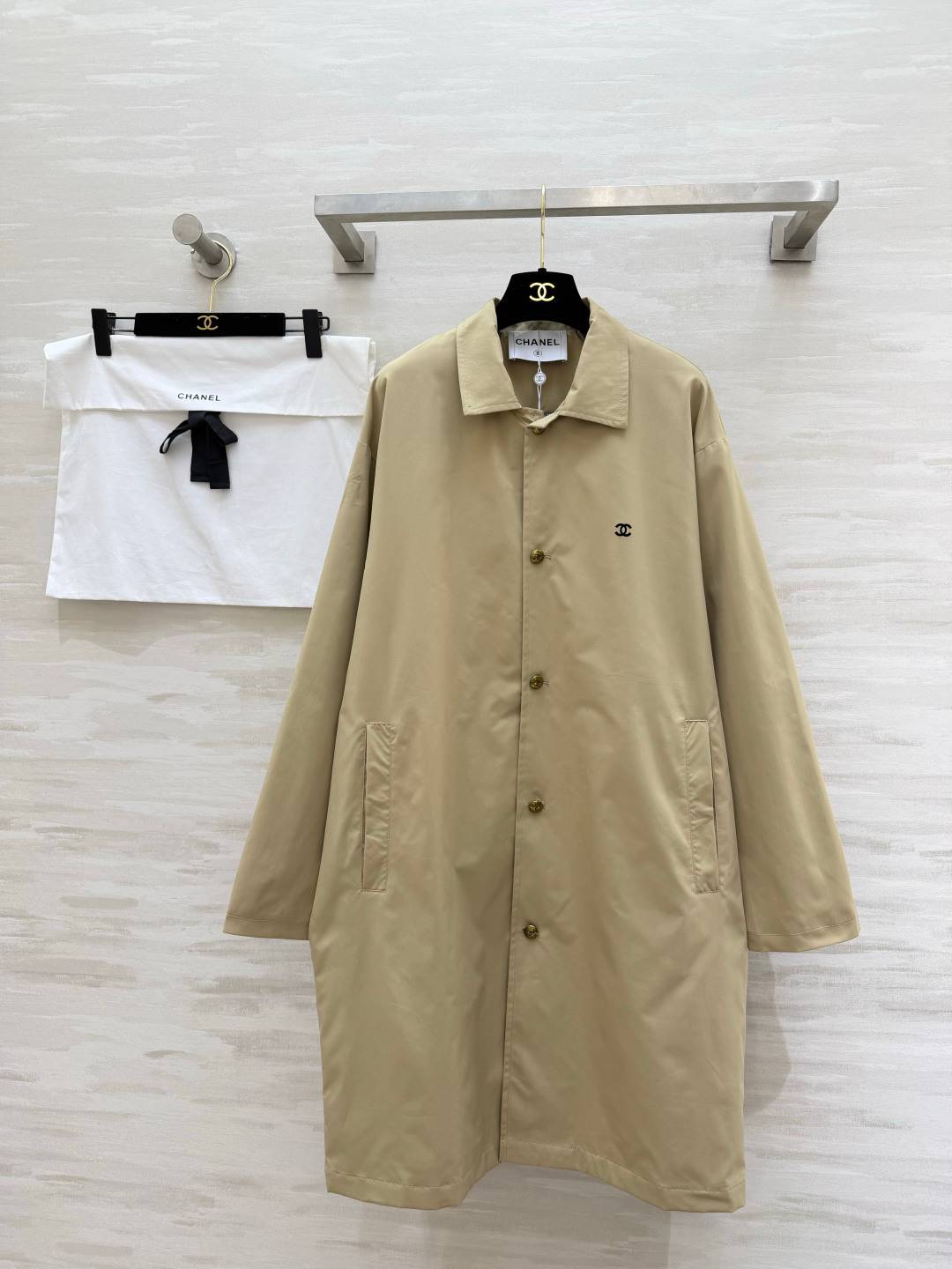 CHANEL シャネル コート ロゴ ロング丈 ベージュ