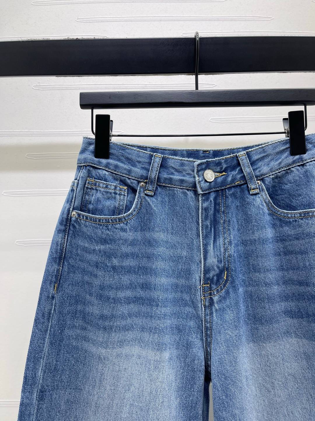 CHANEL シャネル デニムパンツ ハイウエスト ワイドパンツ ブルー