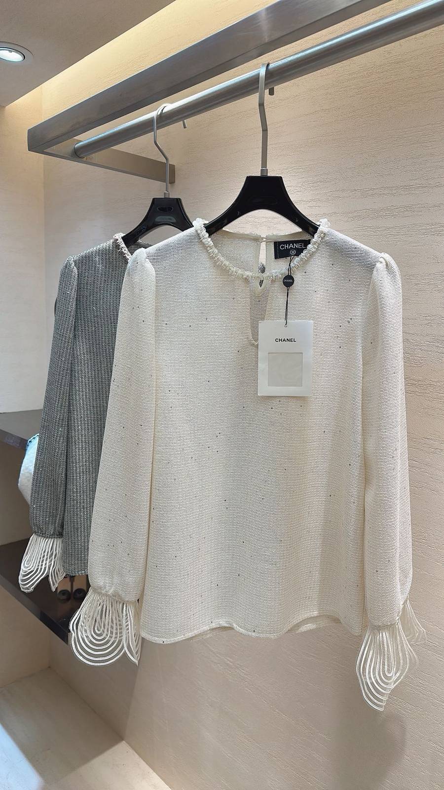 CHANEL シャネル ブラウス 長袖 レディース 刺繍 通勤 ベージュ