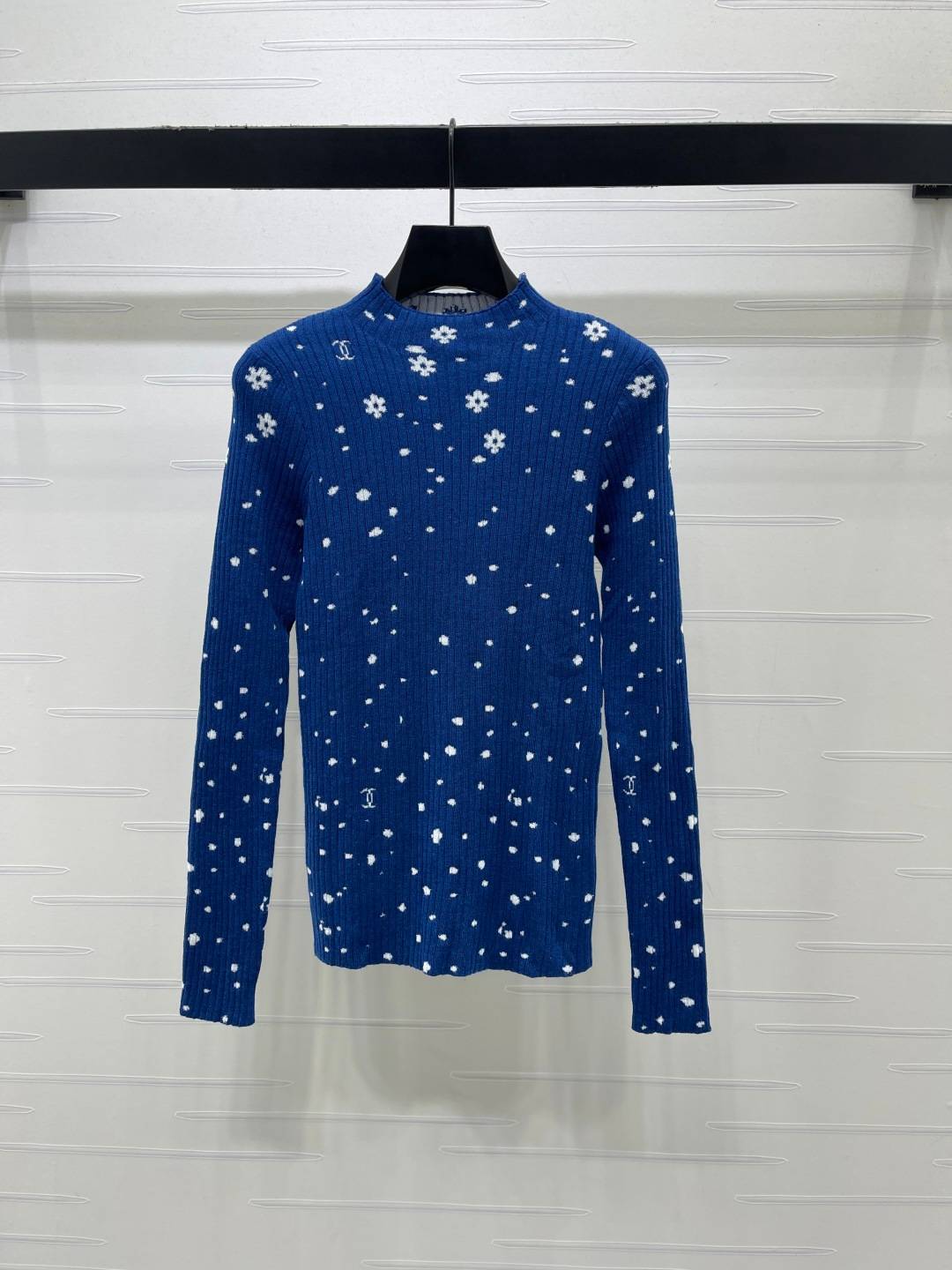 CHANEL シャネル ニット 長袖 花柄 ブルー