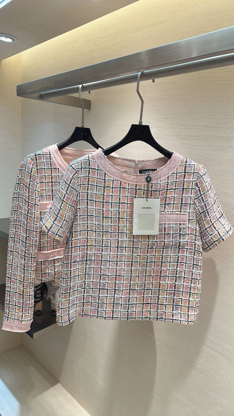 CHANEL シャネル ニットジャケット 半袖 ショート丈 クルーネック ピンク