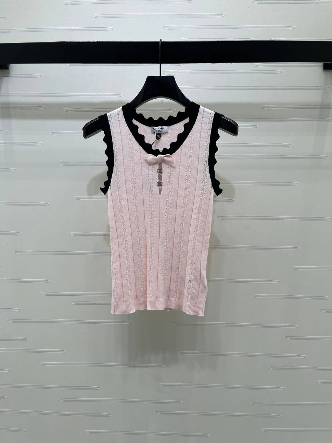 CHANEL シャネル ベスト Vネック レイヤード レディース ピンク