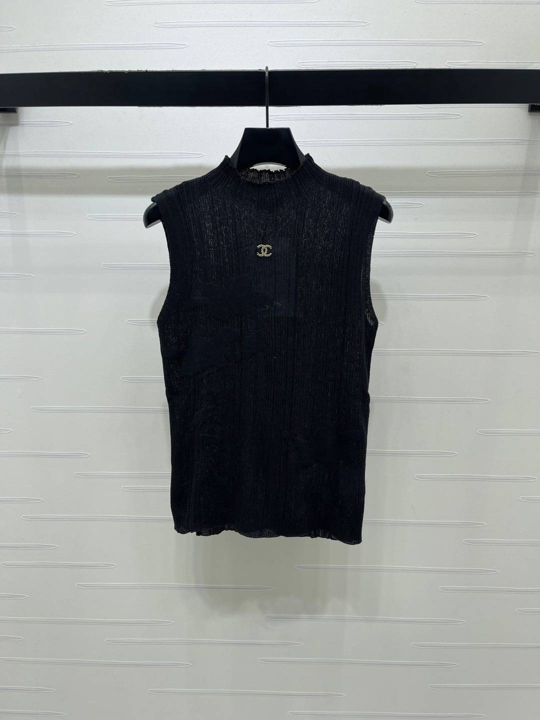 CHANEL シャネル ニットベスト ロゴ レディース ブラック