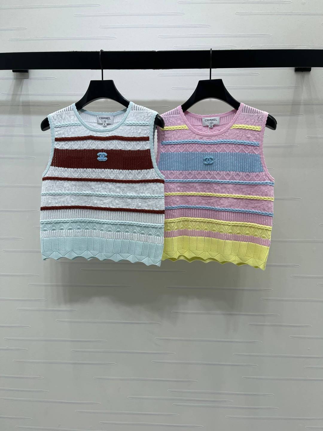CHANEL シャネル ベスト クルーネック ロゴ レイヤード マルチカラー