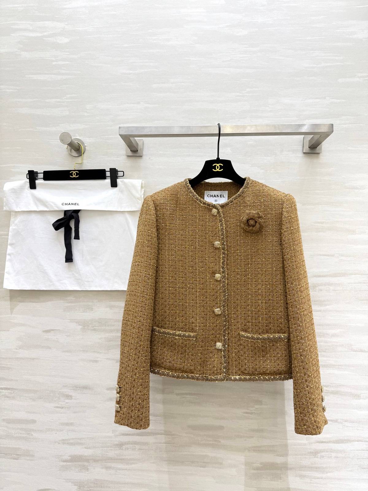 CHANEL シャネル ツイードジャケット ショート丈 レディース ブラウン