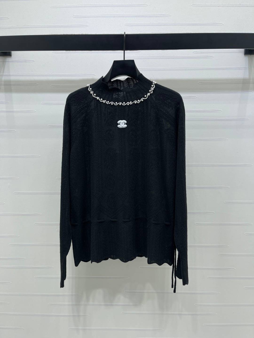 CHANEL シャネル ニット 長袖 クルーネック レディース ブラック