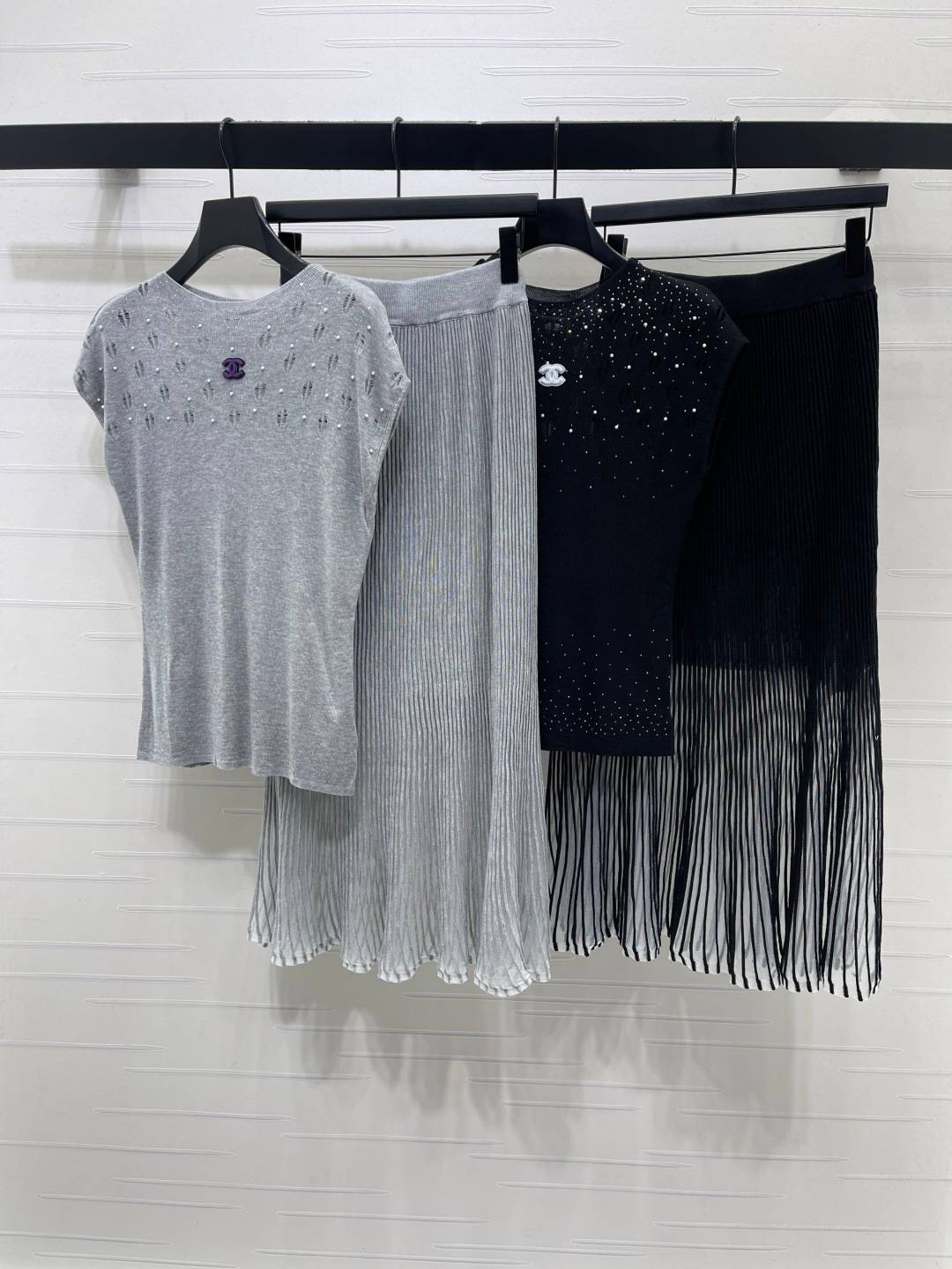 CHANEL シャネル セットアップ レディース 通勤 上品 グレー ブラック