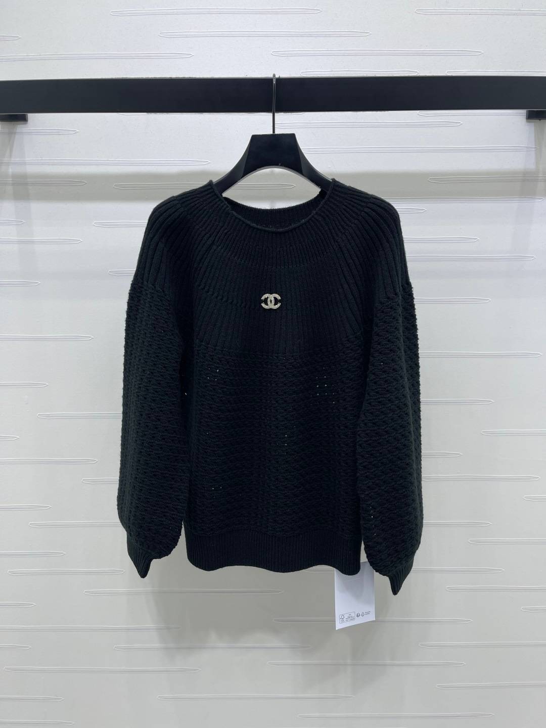 CHANEL シャネル ニットセーター クルーネック 長袖 ロゴ ブラック