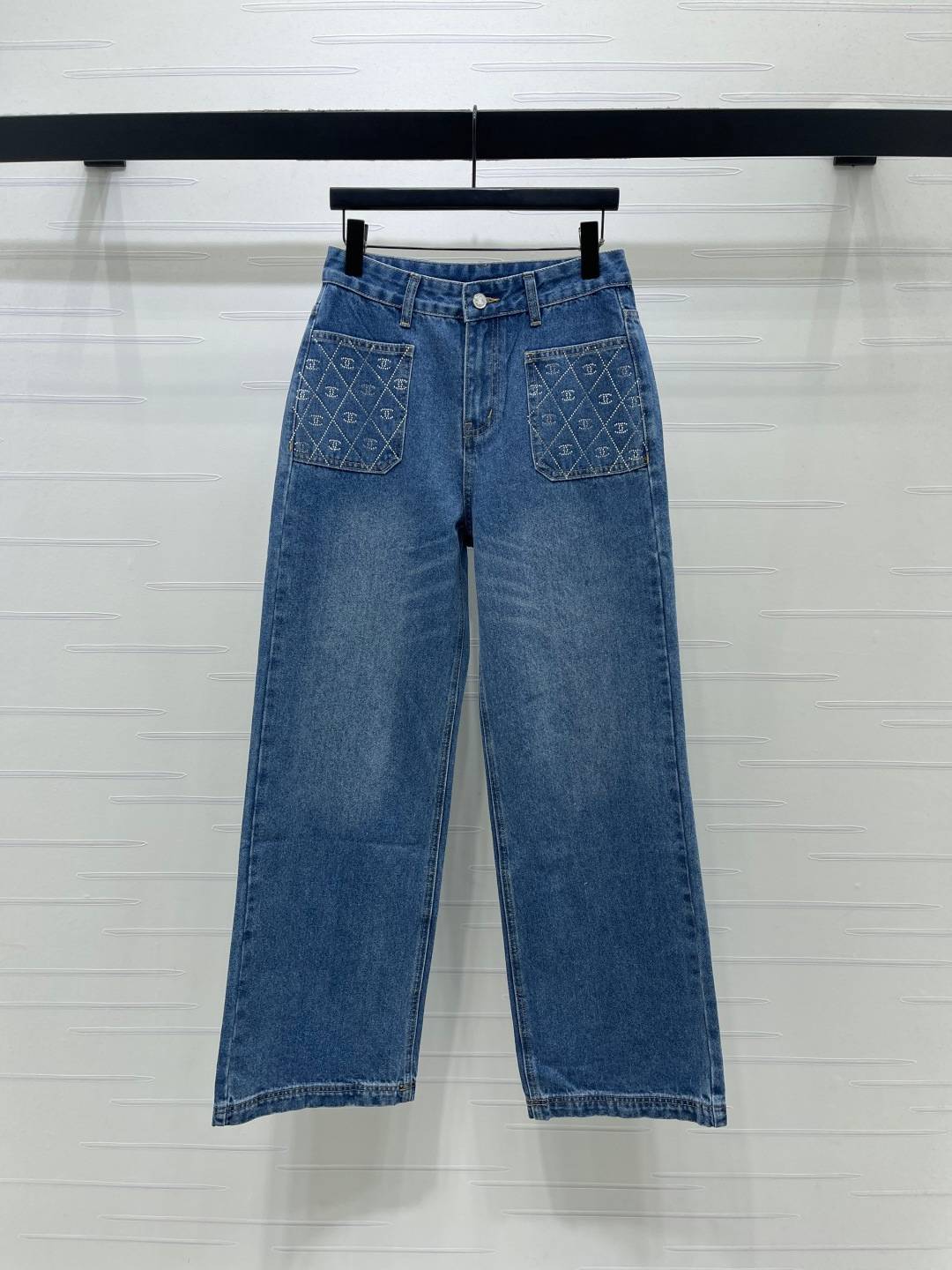 CHANEL シャネル デニムパンツ ストレート ハイウエスト ブルー