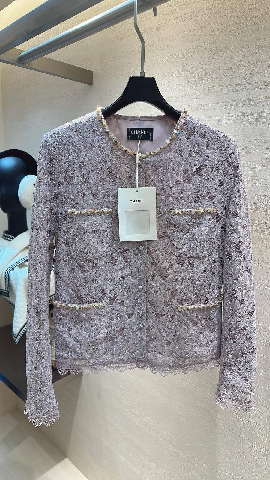 CHANEL シャネル トップス 長袖 レース ラベンダー