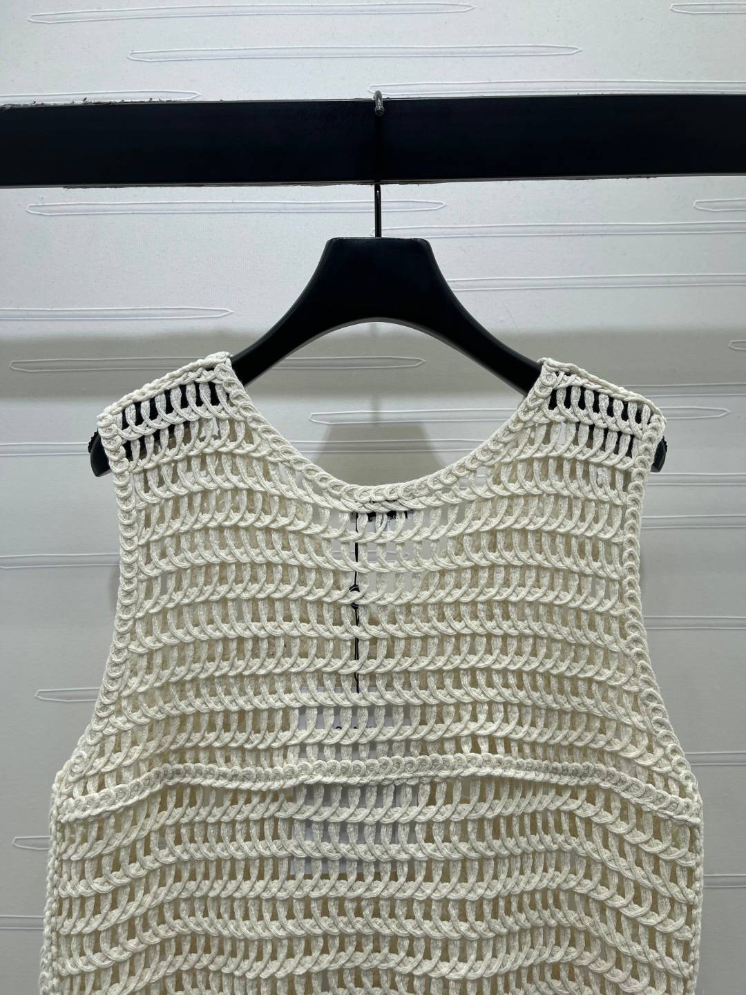 CHANEL シャネル クロシェベスト Vネック 前開き クリーム