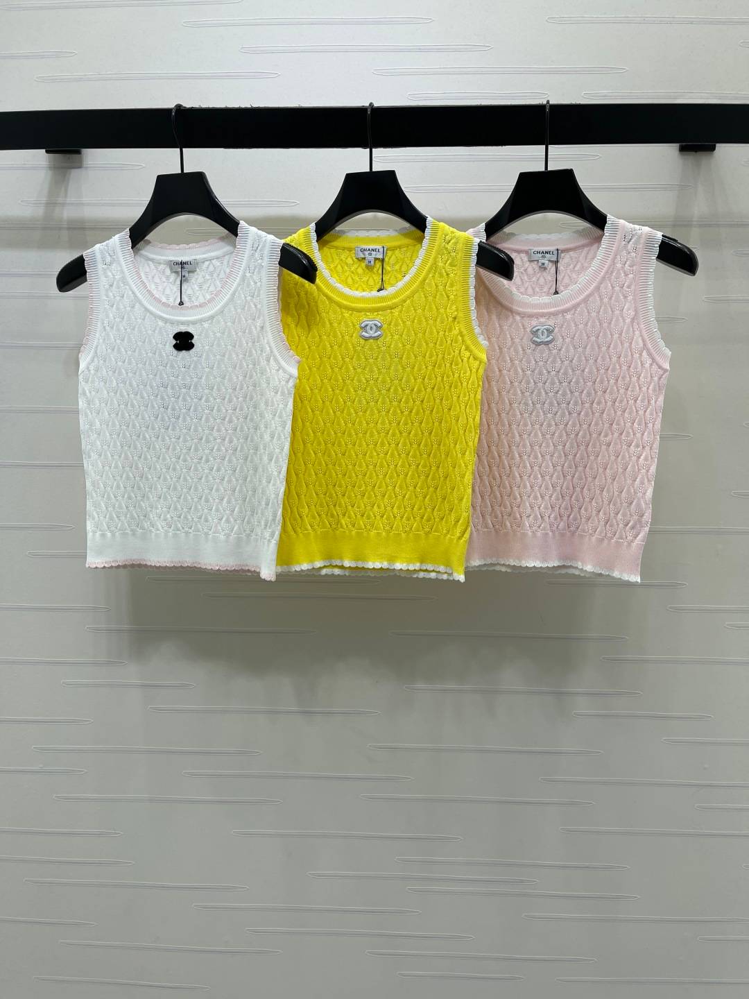 CHANEL シャネル ニットベスト クルーネック ノースリーブ ショート丈 3色