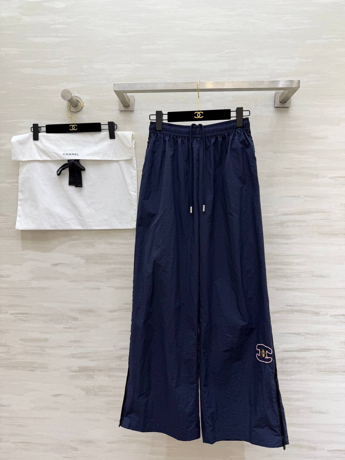 CHANEL シャネル ワイドパンツ イージーパンツ ロング ネイビー