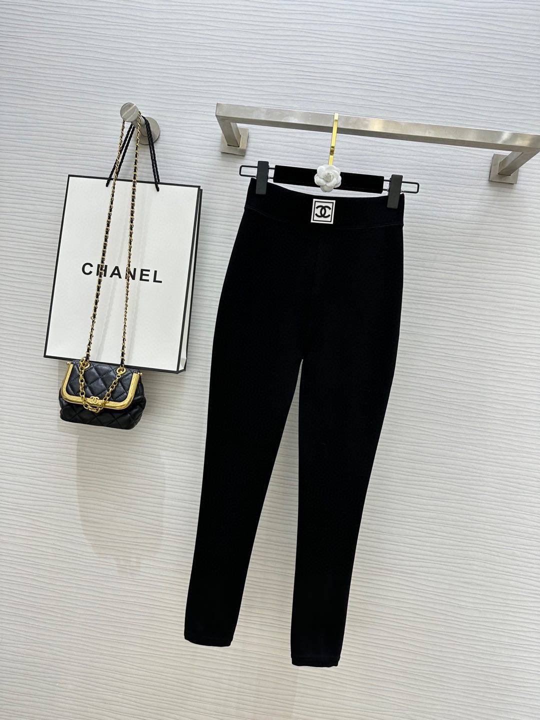 CHANEL シャネル パンツ ハイストレッチ 保温 ブラック