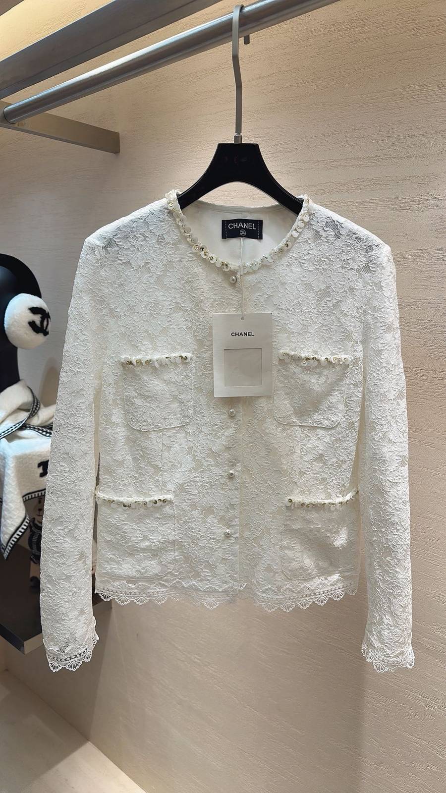 CHANEL シャネル 立体レース ジャケット 長袖 ホワイト