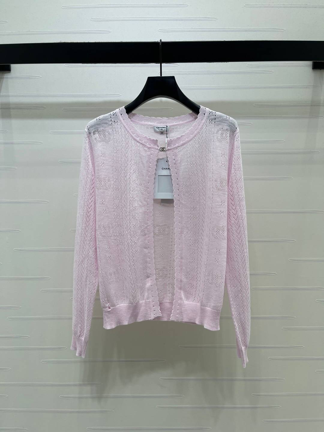 CHANEL シャネル ニットカーディガン 長袖 クルーネック レディース ピンク