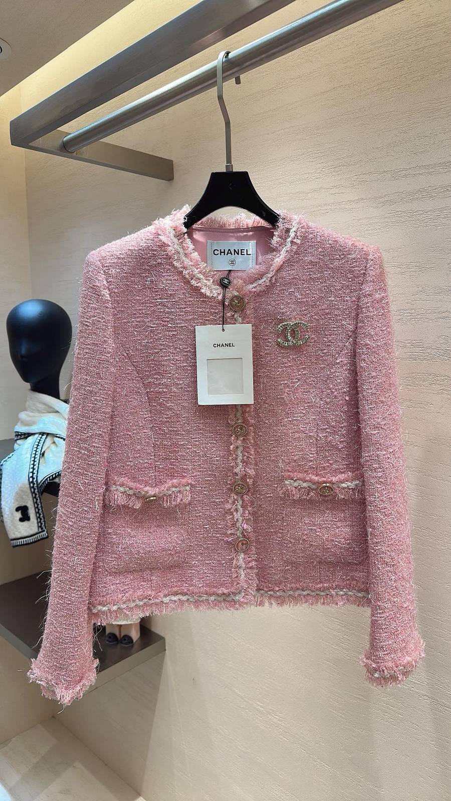 CHANEL シャネル ツイードジャケット レディース 通勤 ピンク