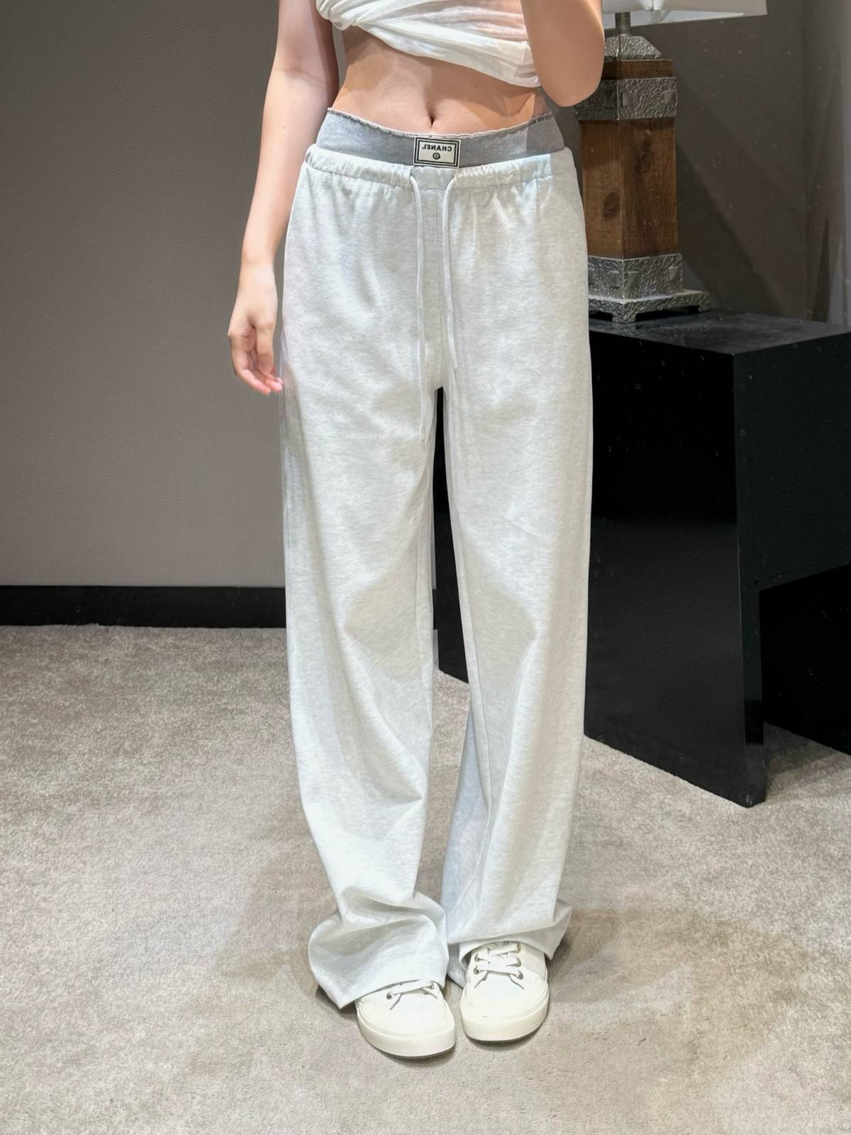 CHANEL シャネル ワイドパンツ ワイド レディース ミルクグレー