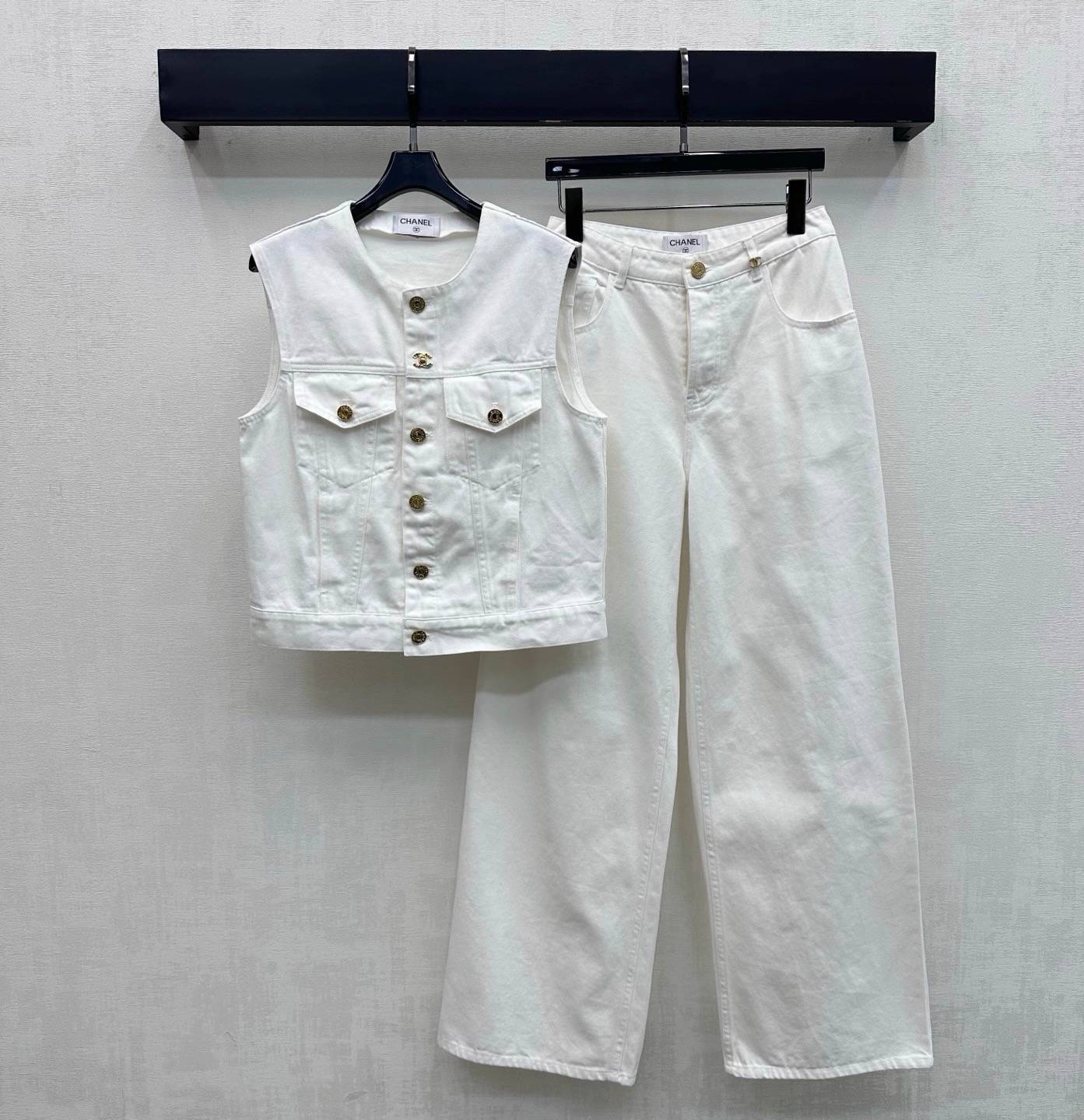 CHANEL シャネル ワイドパンツ ハイウエスト ワイド 白