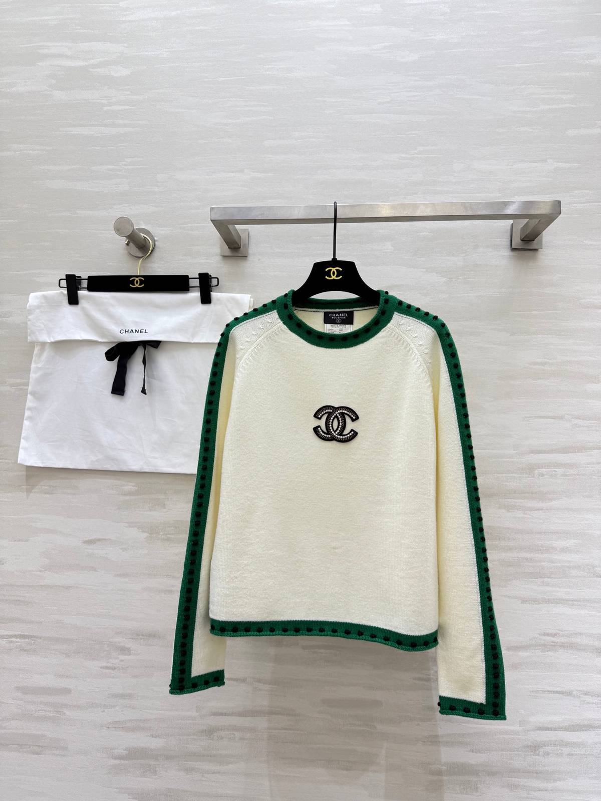 CHANEL シャネル セーター 長袖 クルーネック グリーン
