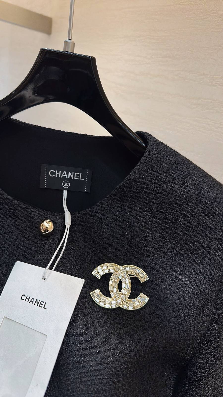 CHANEL シャネル ブラウス 長袖 クルーネック ロゴ ブラック