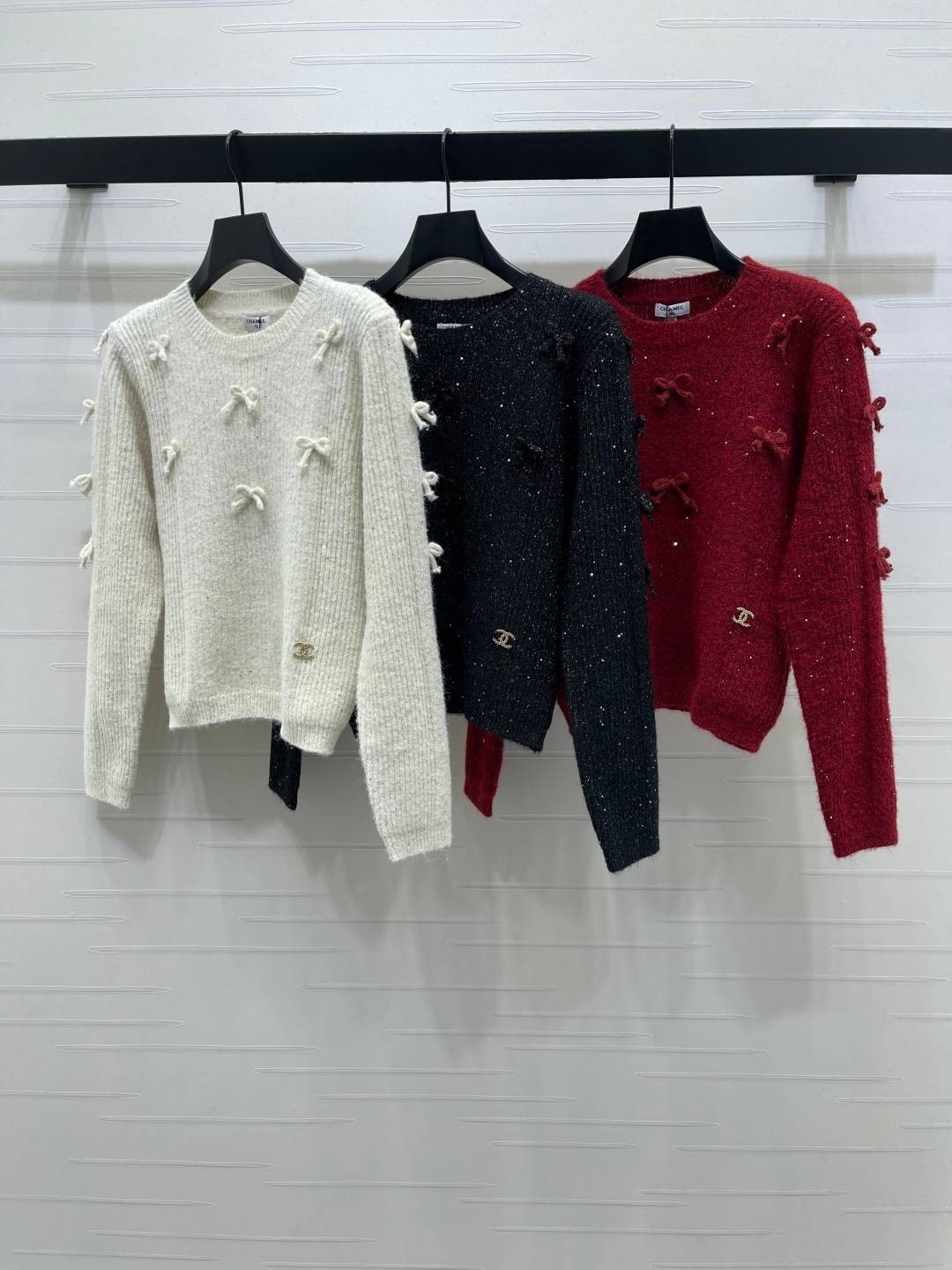 CHANEL シャネル ニットセーター 長袖 リブニット ホワイト