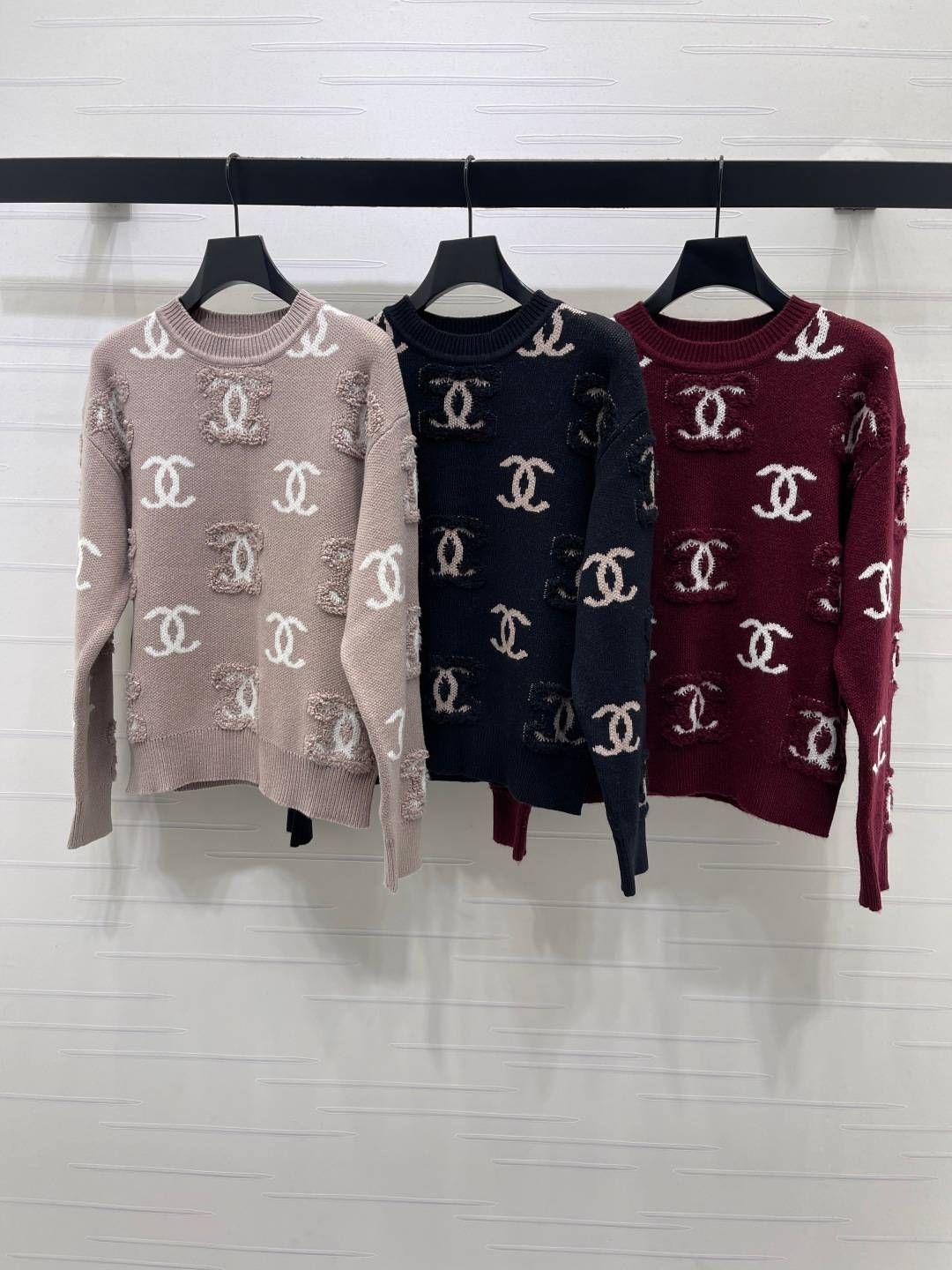CHANEL シャネル セーター クルーネック 長袖 ロゴ ベージュ
