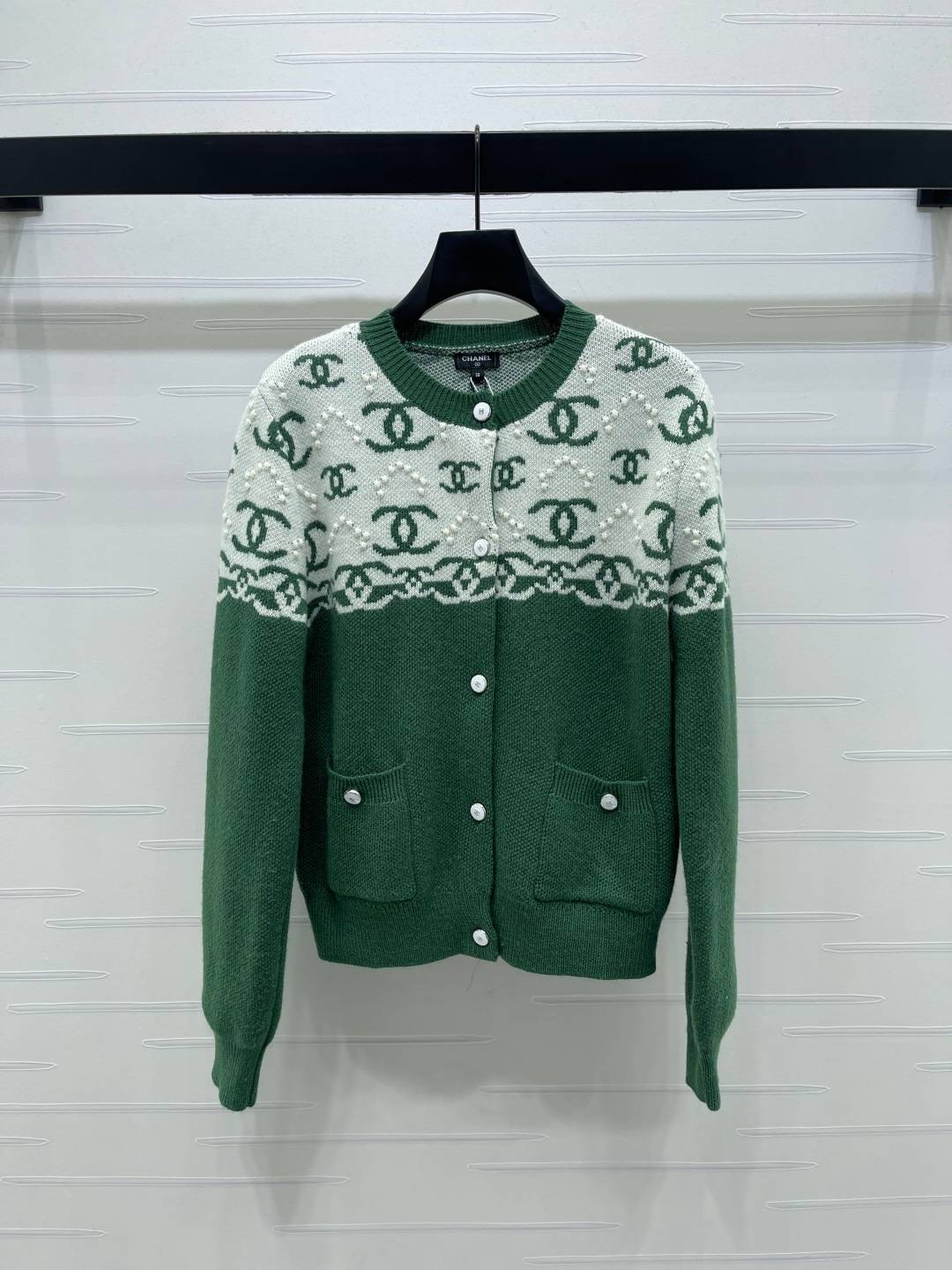 CHANEL シャネル ニットセーター ロゴ クルーネック 緑