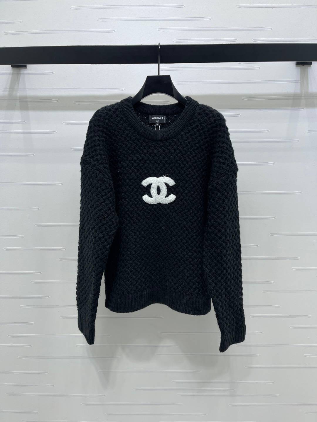 CHANEL シャネル ニットセーター ロゴ クルーネック ブラック