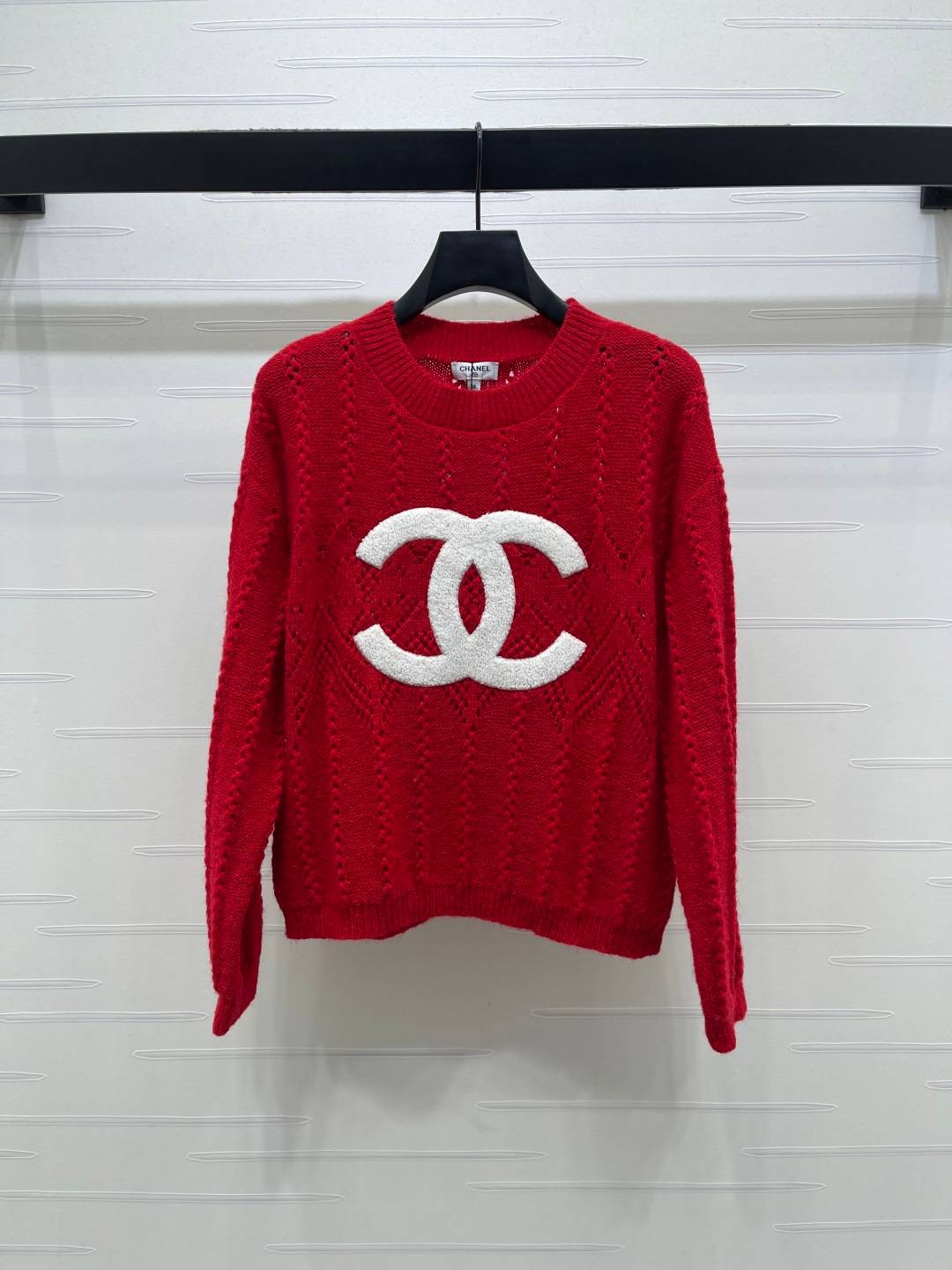 CHANEL シャネル ニットセーター ロゴ クルーネック 赤