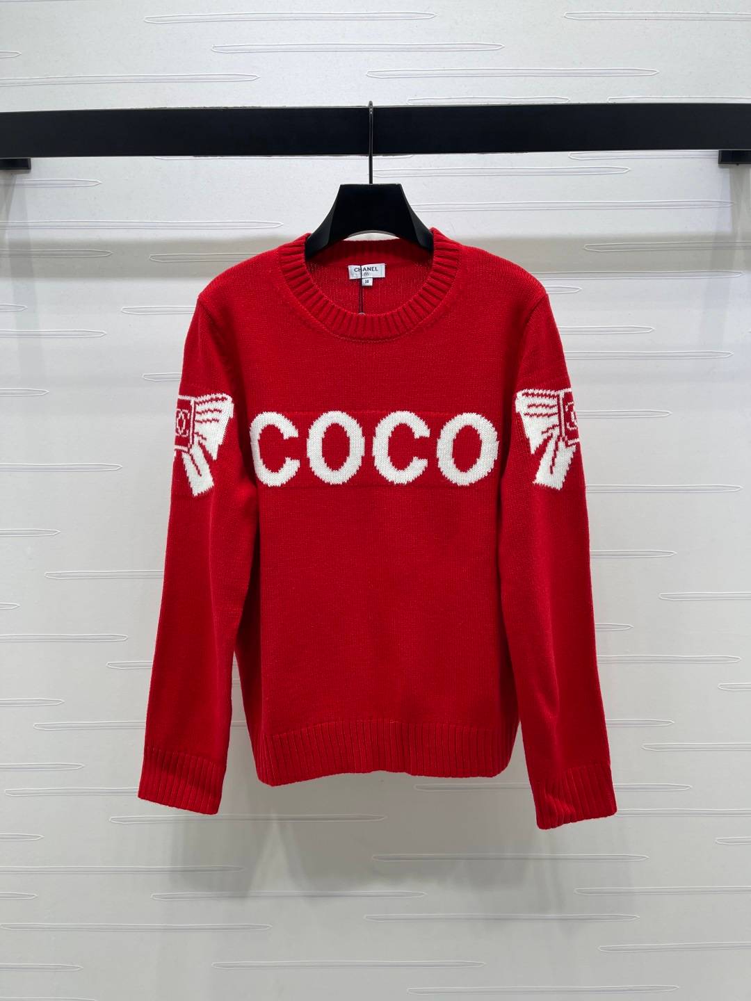 CHANEL シャネル ニットセーター ロゴ 長袖 レッド