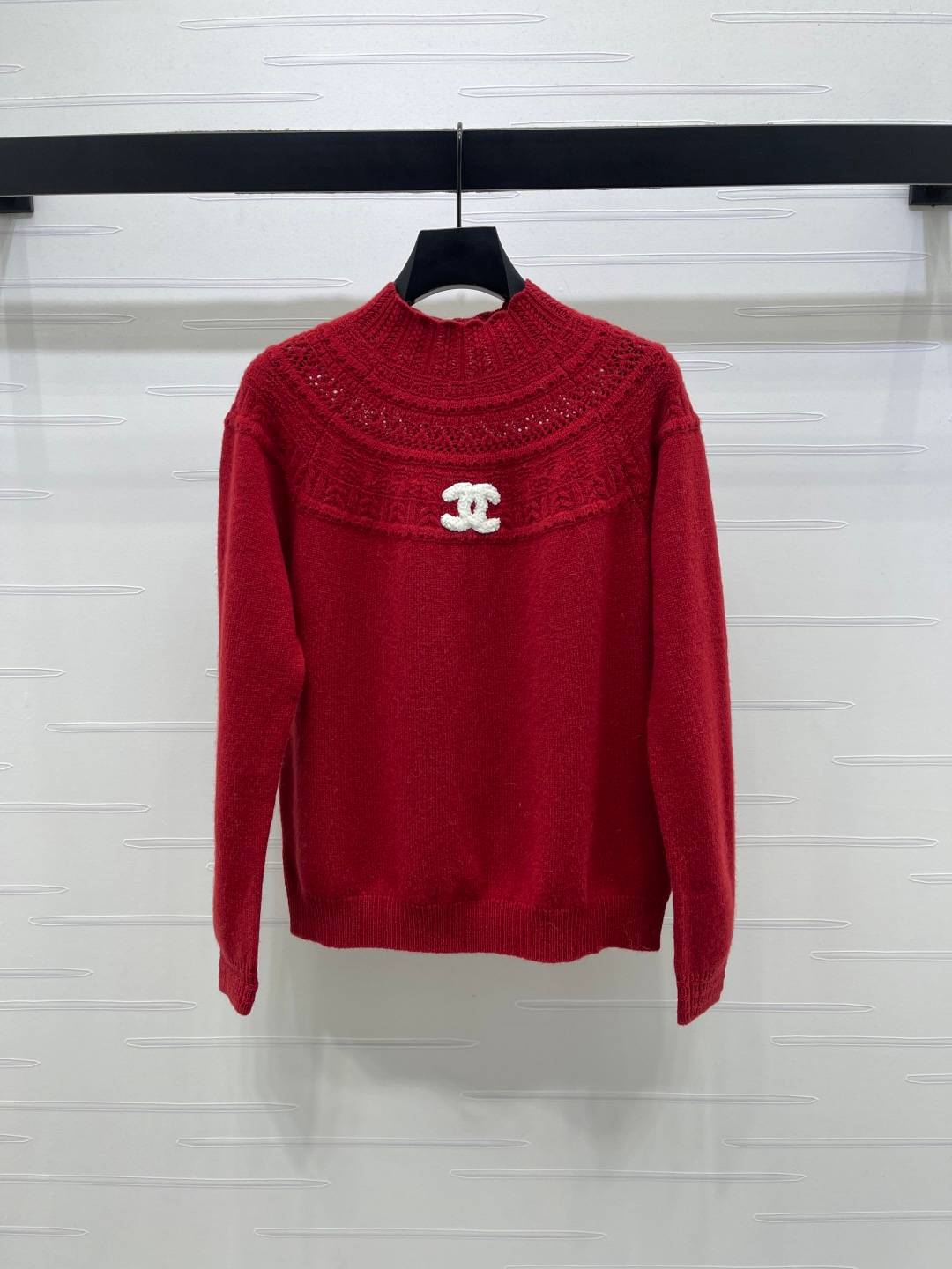 CHANEL シャネル ニットセーター ロゴ 長袖 レッド