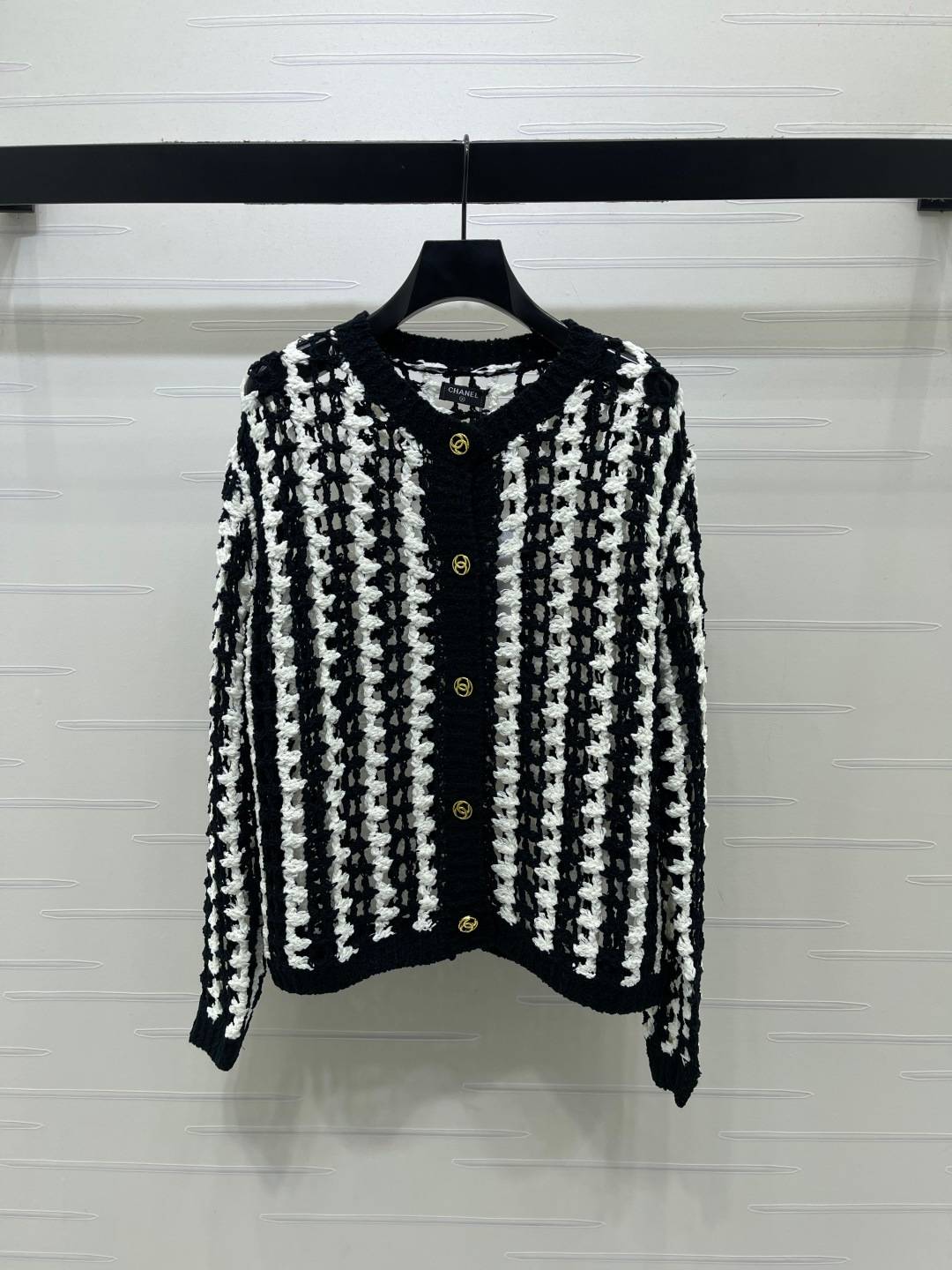 CHANEL シャネル ニットカーディガン 長袖 ボタン ブラック