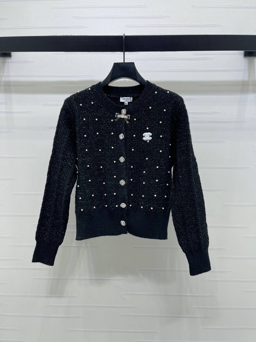 CHANEL シャネル ニットカーディガン 長袖 クルーネック ブラック