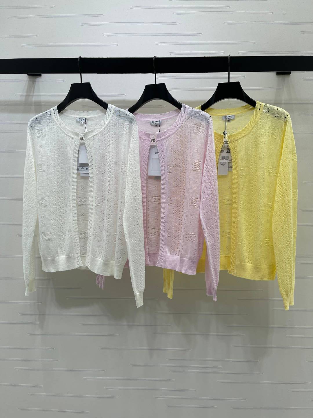 CHANEL シャネル ニットカーディガン 長袖 ロング丈 ホワイト