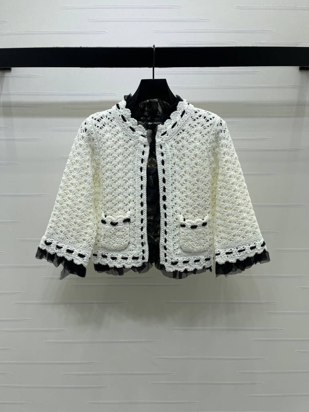 CHANEL シャネル ニットカーディガン ロング丈 ボタン ブラック