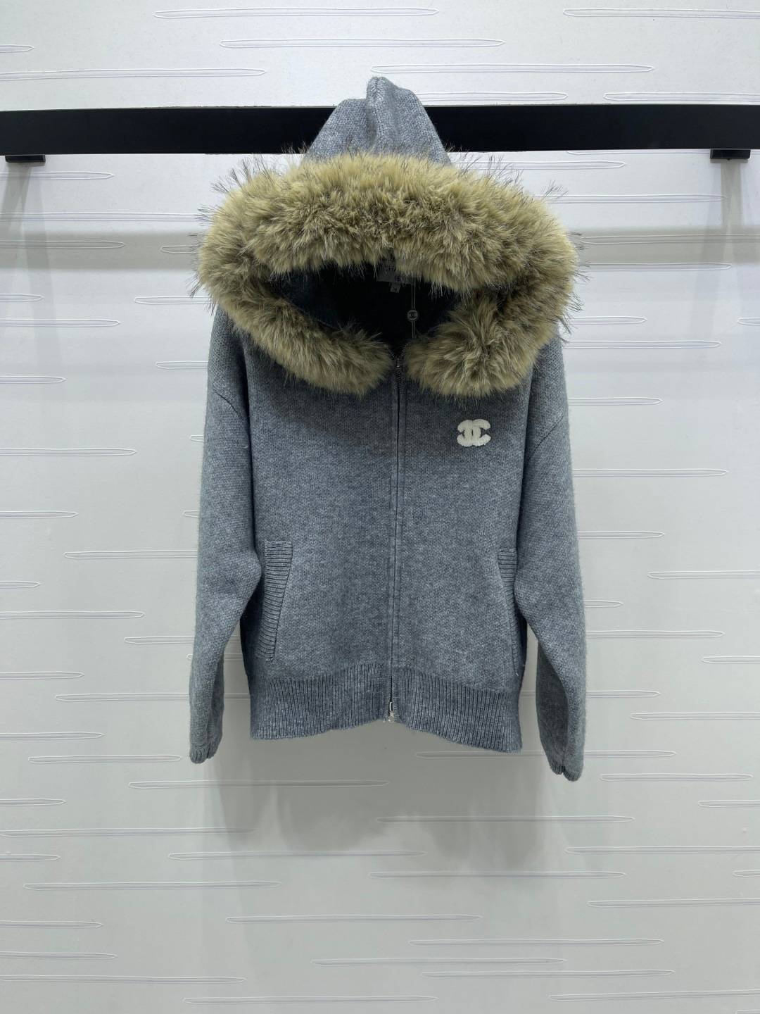 CHANEL シャネル カーディガン 長袖 リブニット グレー