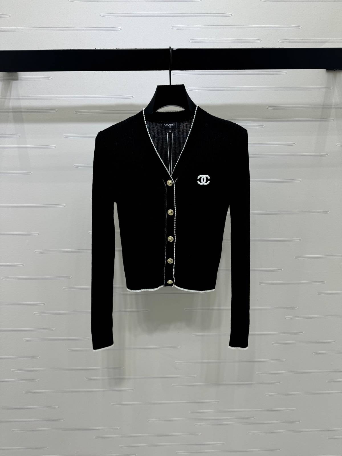 CHANEL シャネル ニットカーディガン Vネック 長袖 ブラック