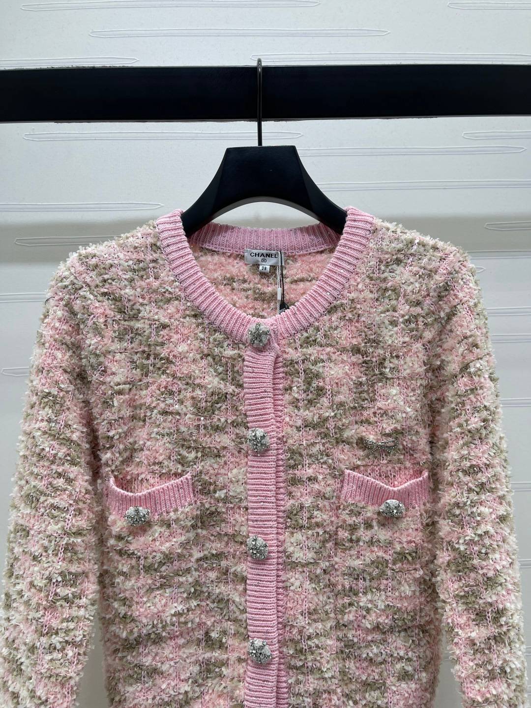 CHANEL シャネル ニットカーディガン 長袖 ボタン ピンク