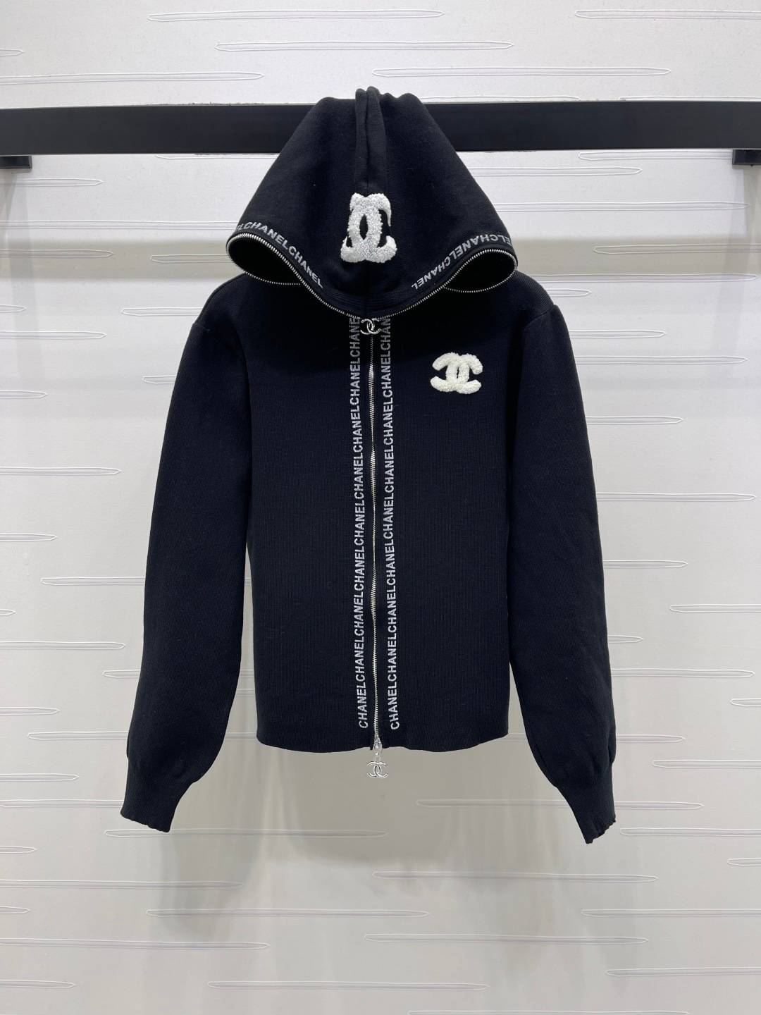 CHANEL シャネル ニット ロゴ ブルゾン ブラック