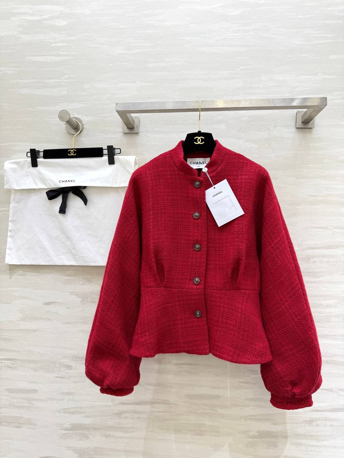 CHANEL シャネル ツイードジャケット ロング丈 レッド