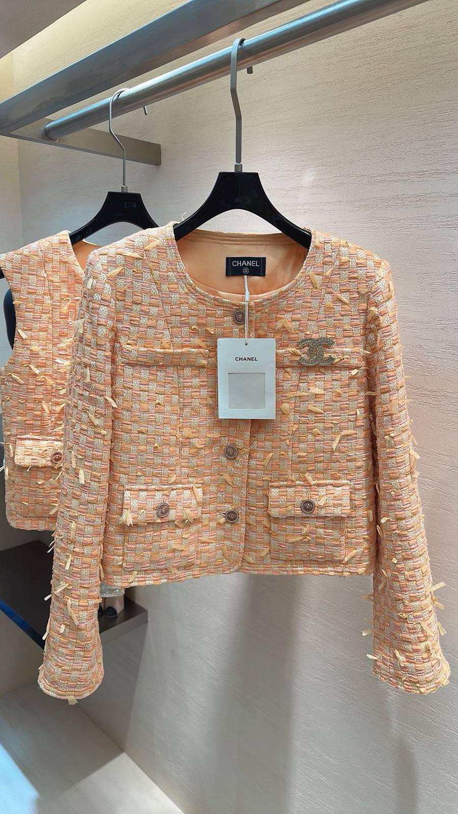 CHANEL シャネル ツイードジャケット ショート丈 オレンジ