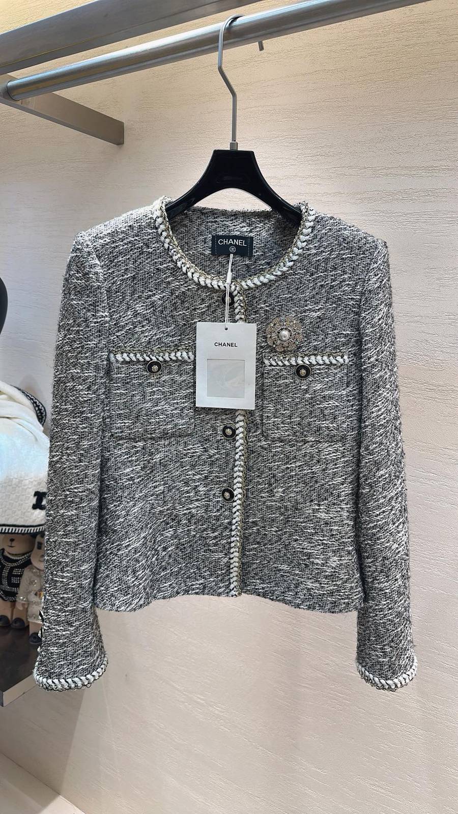 CHANEL シャネル ツイードジャケット テーラード ロング丈 ブラック