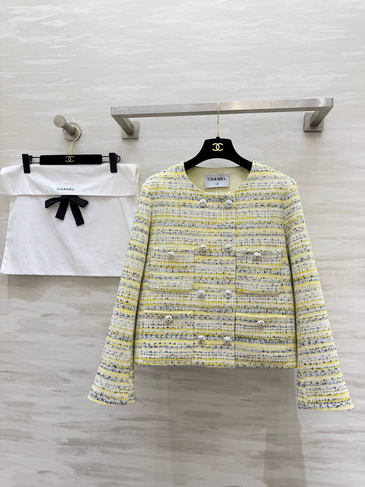 CHANEL シャネル ツイードジャケット レディース 黄青