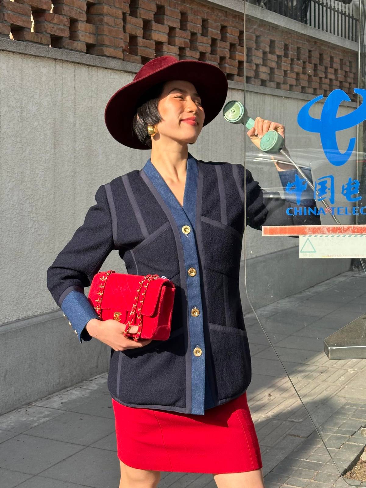 CHANEL シャネル ツイードジャケット レディース ノーカラー 深海藍
