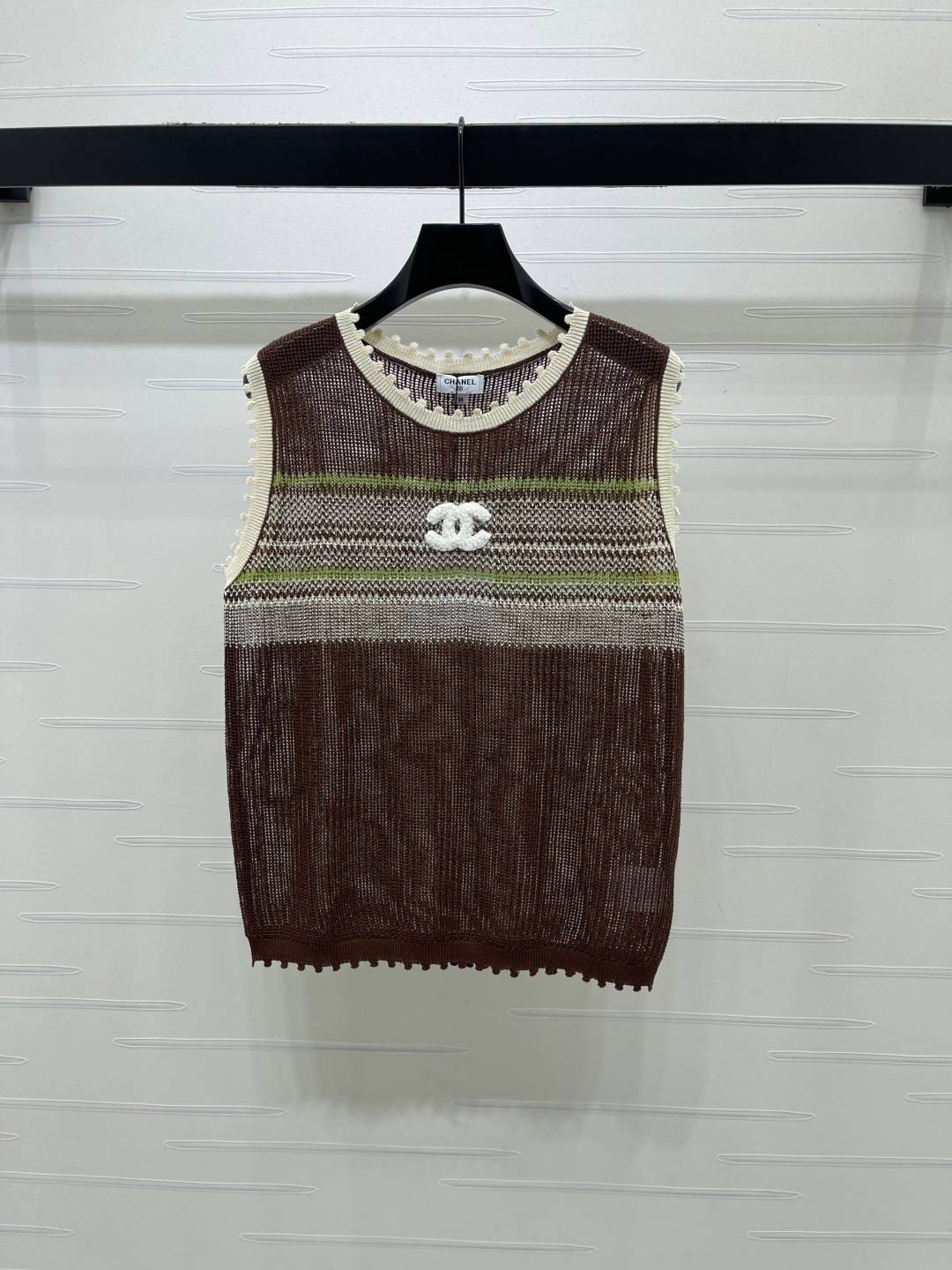 CHANEL シャネル ベスト クルーネック ロゴ ブラック