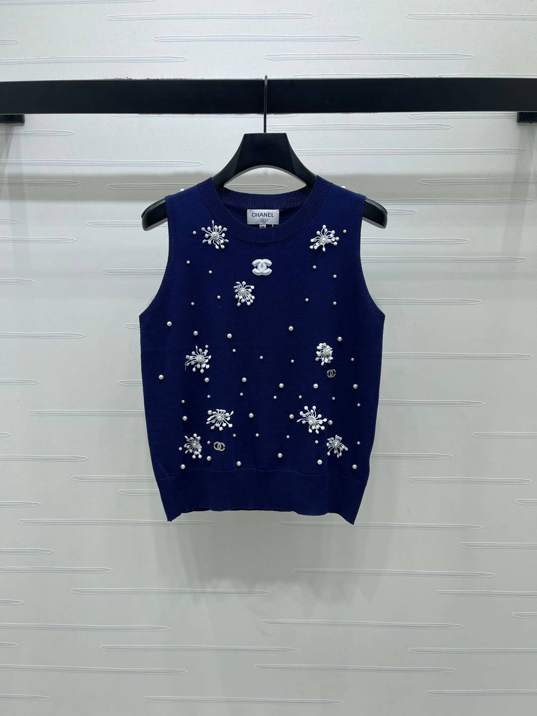 CHANEL シャネル ベスト ロゴ レディース ブルーブラック